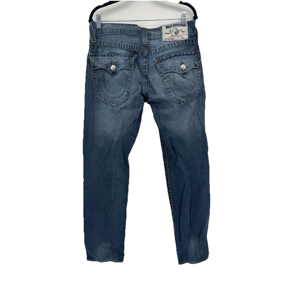 True Religion World Tour Section Slim Seat Jeans Light-Mid Wash Men's 32 USA Y2K
